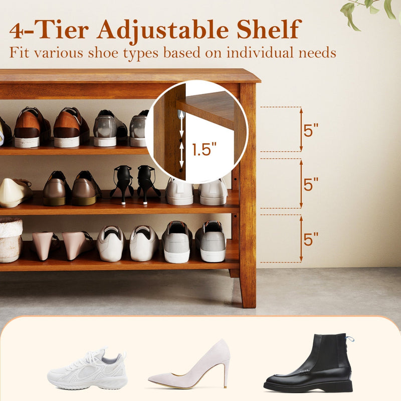 3-Tier Shoe Rack Bench with Adjustable Shelves for Entryway and Living Room, photo 6 of 8