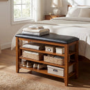 3-Tier Shoe Rack Bench with Adjustable Shelves and Soft Cushion for Entryway and Living Room by LJGDeals