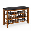 3-Tier Shoe Rack Bench with Adjustable Shelves and Soft Cushion for Entryway and Living Room by LJGDeals