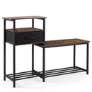 3-Tier Shoe Storage Bench with Drawer and Metal Frame by DirectDeals