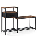 3-Tier Shoe Storage Bench with Drawer and Metal Frame by LJGDeals