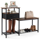 3-Tier Shoe Storage Bench with Drawer and Metal Frame by LJGDeals