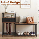 3-Tier Shoe Storage Bench with Drawer and Metal Frame by LJGDeals