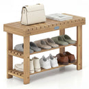 3-Tier Solid Wood Shoe Rack Bench with Slatted Shelves by DirectDeals