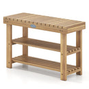 3-Tier Solid Wood Shoe Rack Bench with Slatted Shelves by LJGDeals