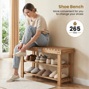 3-Tier Solid Wood Shoe Rack Bench with Slatted Shelves by LJGDeals