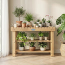 3-Tier Solid Wood Shoe Rack Bench with Slatted Shelves by LJGDeals