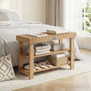 3-Tier Solid Wood Shoe Rack Bench with Slatted Shelves by LJGDeals