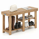 3-Tier Solid Wood Shoe Rack Bench with Slatted Shelves by LJGDeals