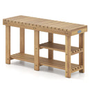 3-Tier Solid Wood Shoe Rack Bench with Slatted Shelves by DirectDeals