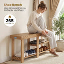 3-Tier Solid Wood Shoe Rack Bench with Slatted Shelves by LJGDeals
