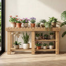 3-Tier Solid Wood Shoe Rack Bench with Slatted Shelves by LJGDeals