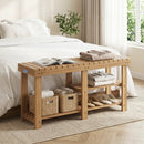 3-Tier Solid Wood Shoe Rack Bench with Slatted Shelves by DirectDeals