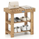 3-Tier Solid Wood Shoe Rack Bench with Slatted Shelves by LJGDeals