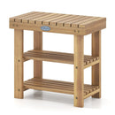 3-Tier Solid Wood Shoe Rack Bench with Slatted Shelves by LJGDeals