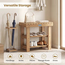 3-Tier Solid Wood Shoe Rack Bench with Slatted Shelves by DirectDeals