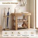 3-Tier Solid Wood Shoe Rack Bench with Slatted Shelves by LJGDeals