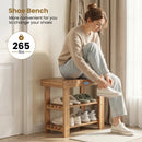 3-Tier Solid Wood Shoe Rack Bench with Slatted Shelves by DirectDeals