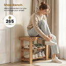 3-Tier Solid Wood Shoe Rack Bench with Slatted Shelves by LJGDeals