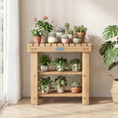 3-Tier Solid Wood Shoe Rack Bench with Slatted Shelves by DirectDeals