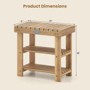 3-Tier Solid Wood Shoe Rack Bench with Slatted Shelves by LJGDeals