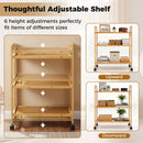3-Tier Storage Rolling Cart Bamboo Utility Cart with 4 Universal Wheels by LJGDeals