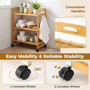 3-Tier Storage Rolling Cart Bamboo Utility Cart with 4 Universal Wheels by LJGDeals