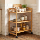 3-Tier Storage Rolling Cart Bamboo Utility Cart with 4 Universal Wheels by LJGDeals