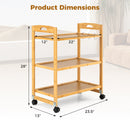 3-Tier Storage Rolling Cart Bamboo Utility Cart with 4 Universal Wheels by LJGDeals