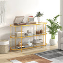 3 Tier TV Stand Console Table with Tempered Glass Shelves for Living Room-Golden by LJGDeals