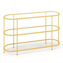 3 Tier TV Stand Console Table with Tempered Glass Shelves for Living Room-Golden by LJGDeals