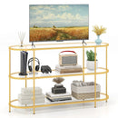 3 Tier TV Stand Console Table with Tempered Glass Shelves for Living Room-Golden by LJGDeals