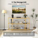 3 Tier TV Stand Console Table with Tempered Glass Shelves for Living Room-Golden by LJGDeals