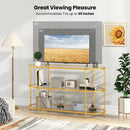 3 Tier TV Stand Console Table with Tempered Glass Shelves for Living Room-Golden by LJGDeals
