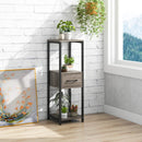 3 Tier Tall Metal Plant Stand with Drawer for Balcony Office-Gray by LJGDeals