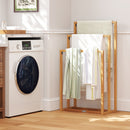 3-Tier Teak Wood Towel Rack with 3 Hanging Crossbars by DirectDeals