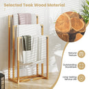 3-Tier Teak Wood Towel Rack with 3 Hanging Crossbars by DirectDeals