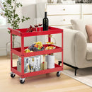 3-Tier Utility Cart Rolling Metal Cart with Handle and Universal Wheels by LJGDeals