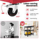 3-Tier Utility Cart Rolling Metal Cart with Handle and Universal Wheels