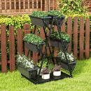 3-Tier Vertical Raised Garden Bed with 4 Wheels and 6 Container Boxes-Black by LJGDeals