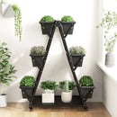 3-Tier Vertical Raised Garden Bed with 4 Wheels and 6 Container Boxes-Black by LJGDeals