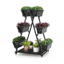3-Tier Vertical Raised Garden Bed with 4 Wheels and 6 Container Boxes-Black by LJGDeals