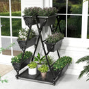 3-Tier Vertical Raised Garden Bed with 4 Wheels and 6 Container Boxes-Black by LJGDeals