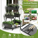 3-Tier Vertical Raised Garden Bed with 4 Wheels and 6 Container Boxes-Black by LJGDeals