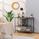 3-Tier Wine Bar Cabinet wit 8 Bottles Rack and 12 Glasses Hanger-Rustic Brown by LJGDeals