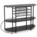 3-Tier Wine Bar Cabinet with Storage Shelves-Brown by DirectDeals