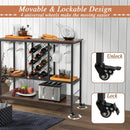 3-Tier Wine Bar Cabinet wit 8 Bottles Rack and 12 Glasses Hanger-Rustic Brown by DirectDeals