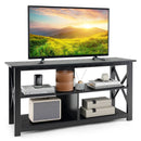 3 Tier Wood TV Stand for 55-Inch with Open Shelves and X-Shaped Frame-White by DirectDeals