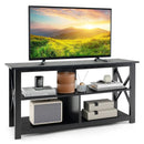 3 Tier Wood TV Stand for 55-Inch with Open Shelves and X-Shaped Frame by LJGDeals