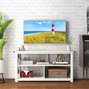 3 Tier Wood TV Stand for 55-Inch with Open Shelves and X-Shaped Frame by LJGDeals